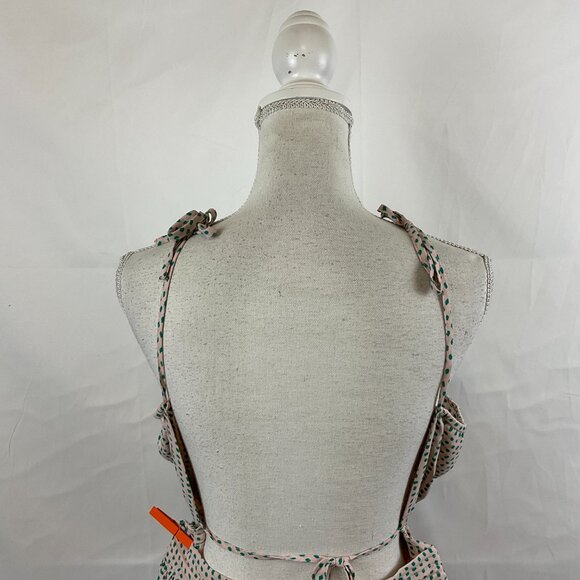 Reset Halter Dress M Pale Pink Green Dotted Ruffle Full Skirt New NWT - Picture 9 of 13